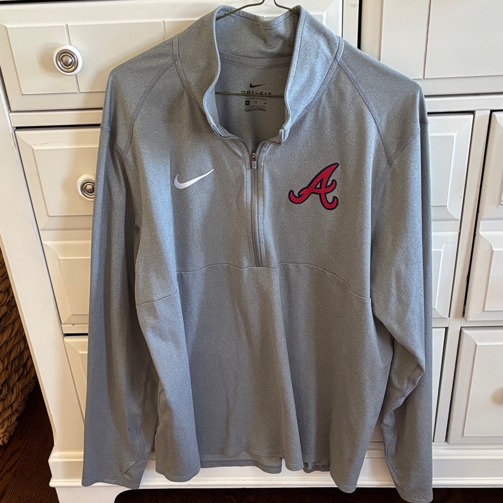 Atlanta Braves Nike Gray Quarter-Zip Pullover